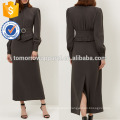 New Fashion Dark Grey High Neck Midi Dress With Belt Manufacture Wholesale Fashion Women Apparel (TA5225D)